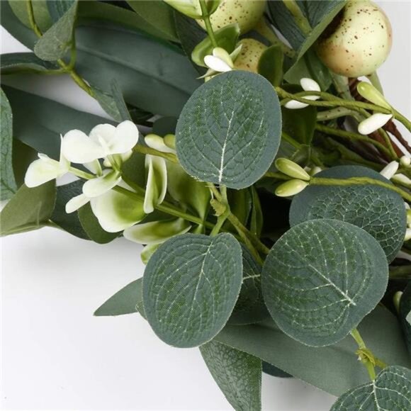 Artificial Spring Wreath 20Inch Wreaths for Front Door Green Eucalyptus Wreath - Picture 4 of 7
